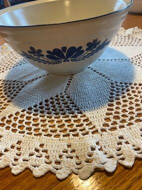 Pfaltzgraff Blue and Cream Floral Mixing Bowl